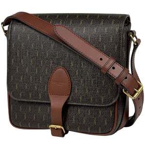Saint Laurent logo shoulder bag, brown coated canvas, 668582, women's.